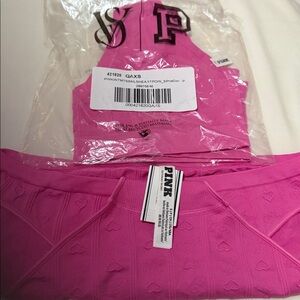 PINK Victoria's Secret Seamless Plunge Bralette & Panty- Pink